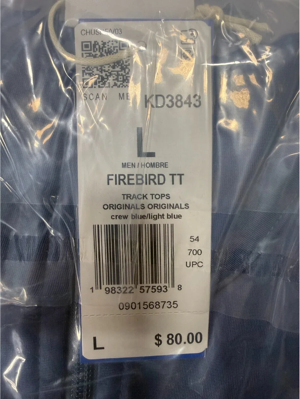 Adidas Originals Firebird Suit Jacket & Pants CREW BLUE White Men's LARGE L